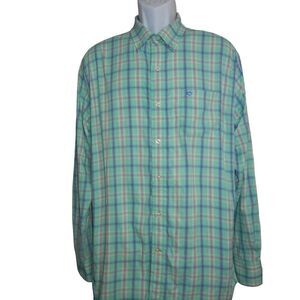 Southern Tide Performance Large Men's L/S Nylon Spandex Button Down Shirt Green